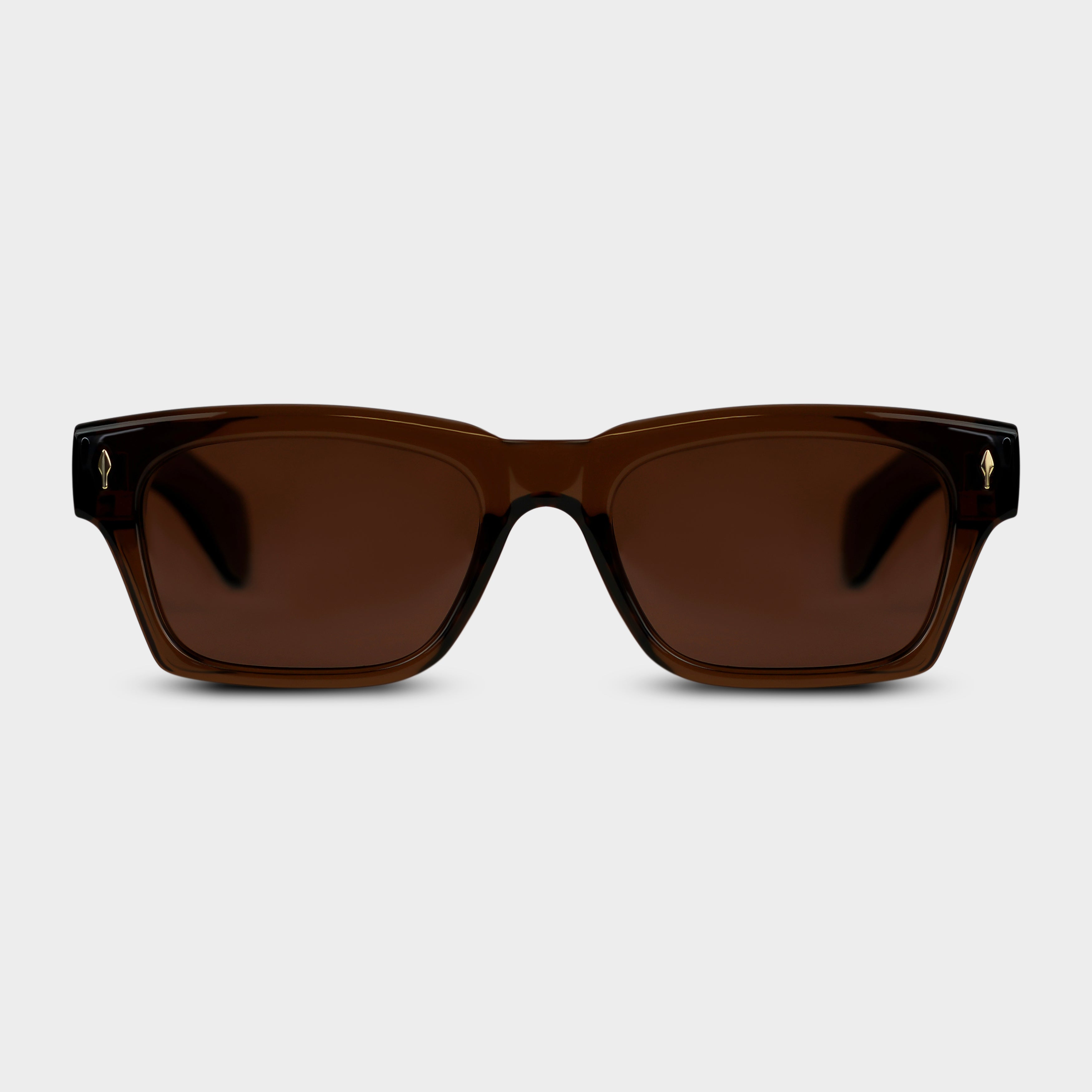 Oscar Hazel solbriller i brun med firkantede glas set forfra