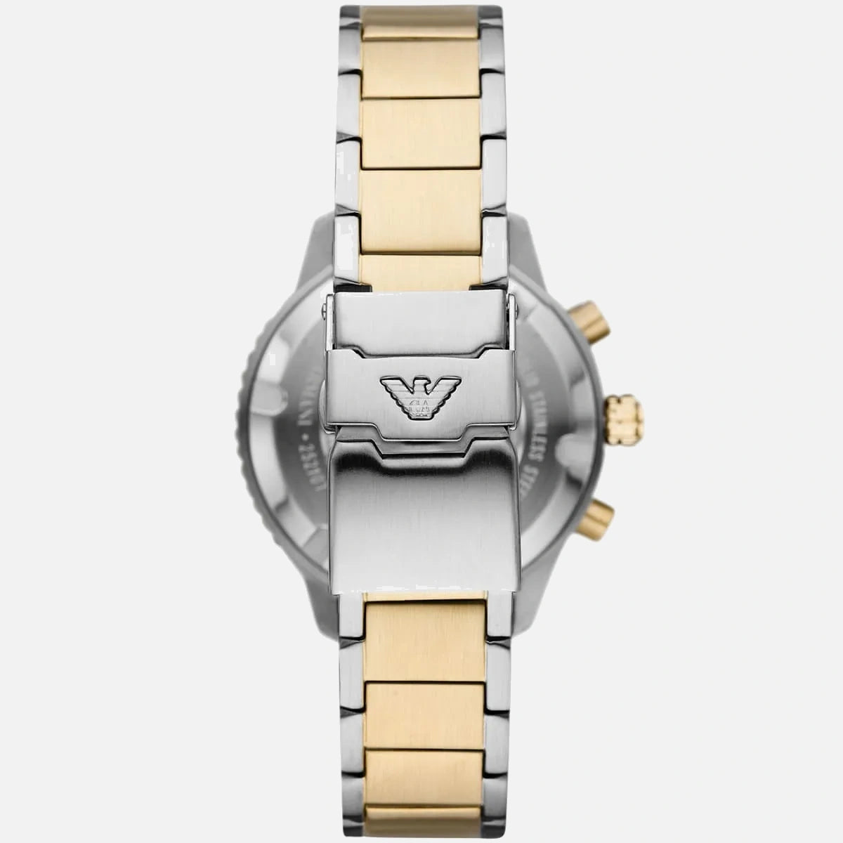 Emporio Armani herreur med tofarvet stållænke i guld og sølv