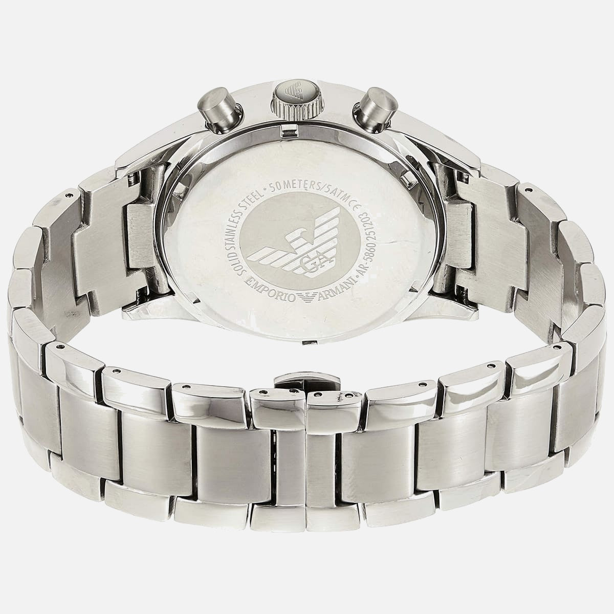 Emporio Armani chronograph ur med stållænke bagside