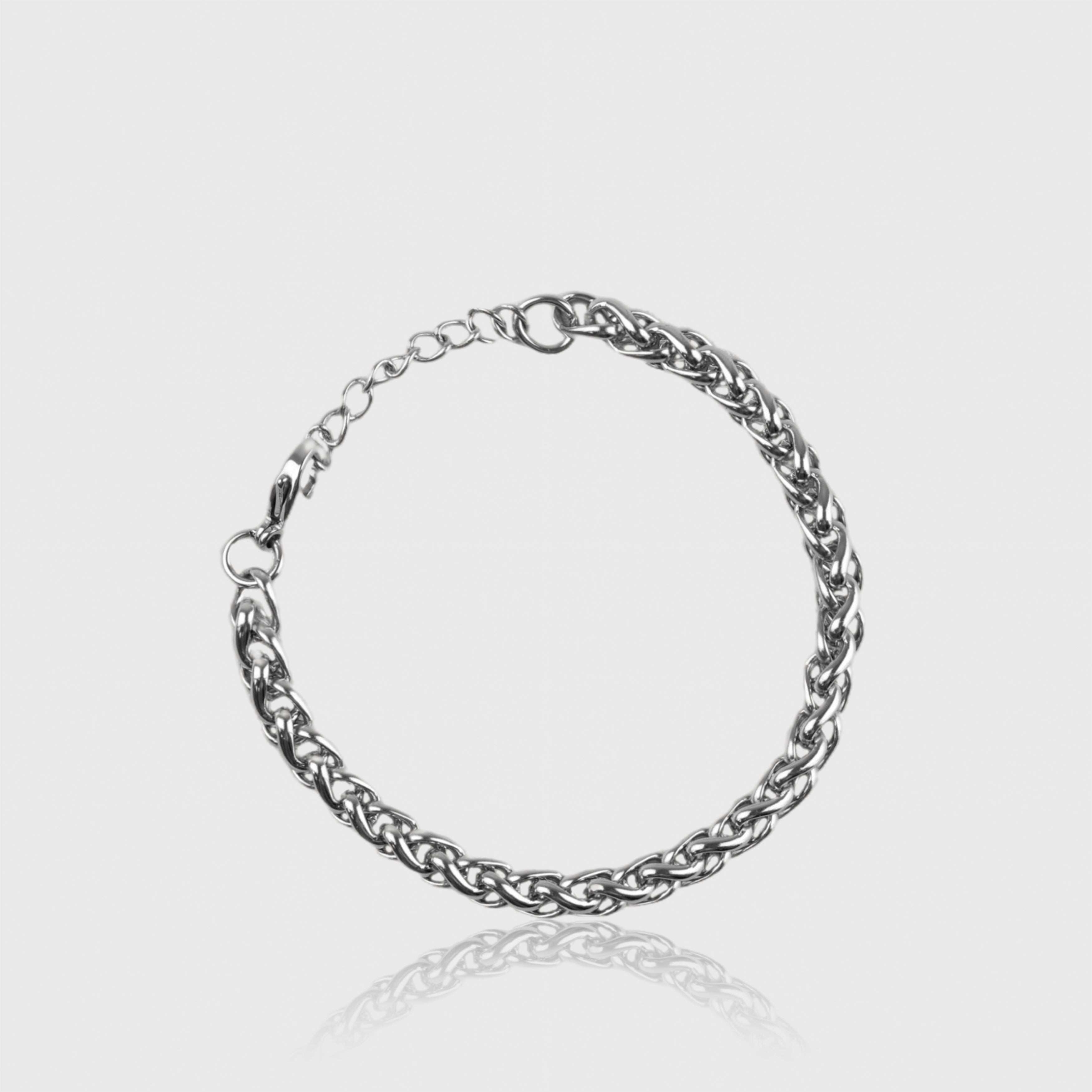 Sølvfarvet armbånd i rustfrit stål til mænd