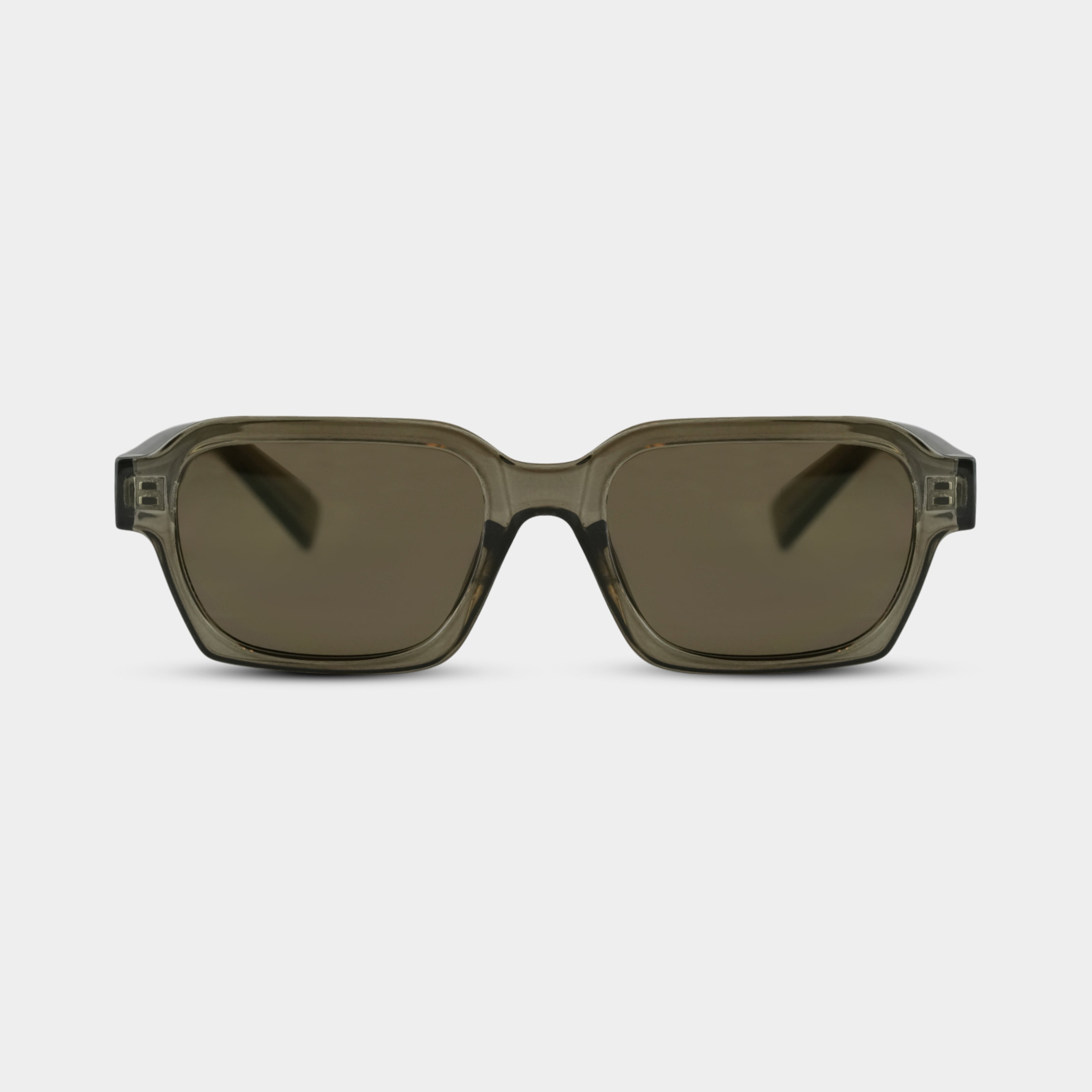 Holger Tea solbriller i beige med rektangulær stel set forfra