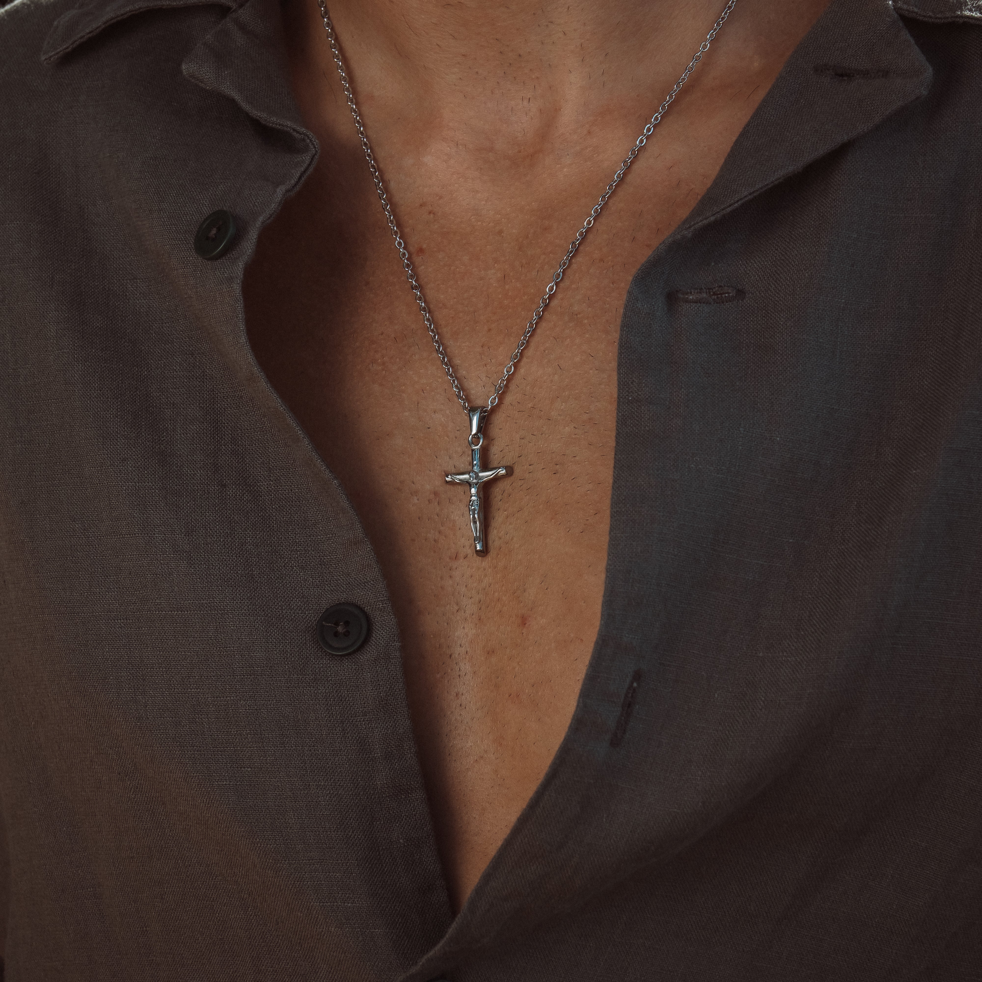 Crucifix Halskæde - Sølvfarvet