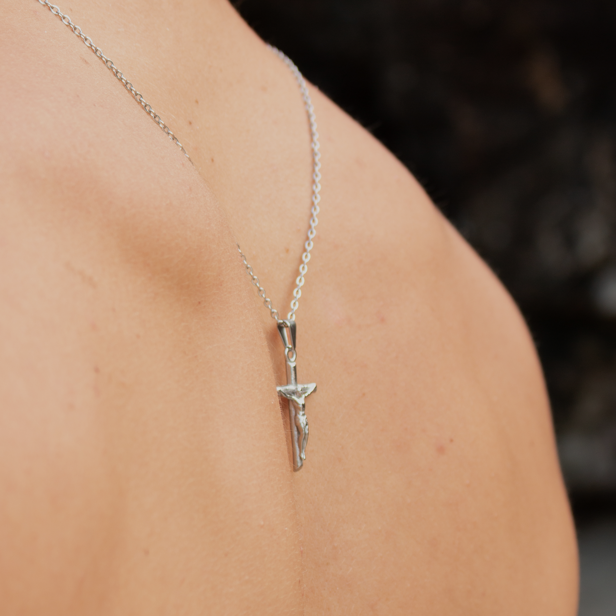 Crucifix Halskæde - Sølvfarvet