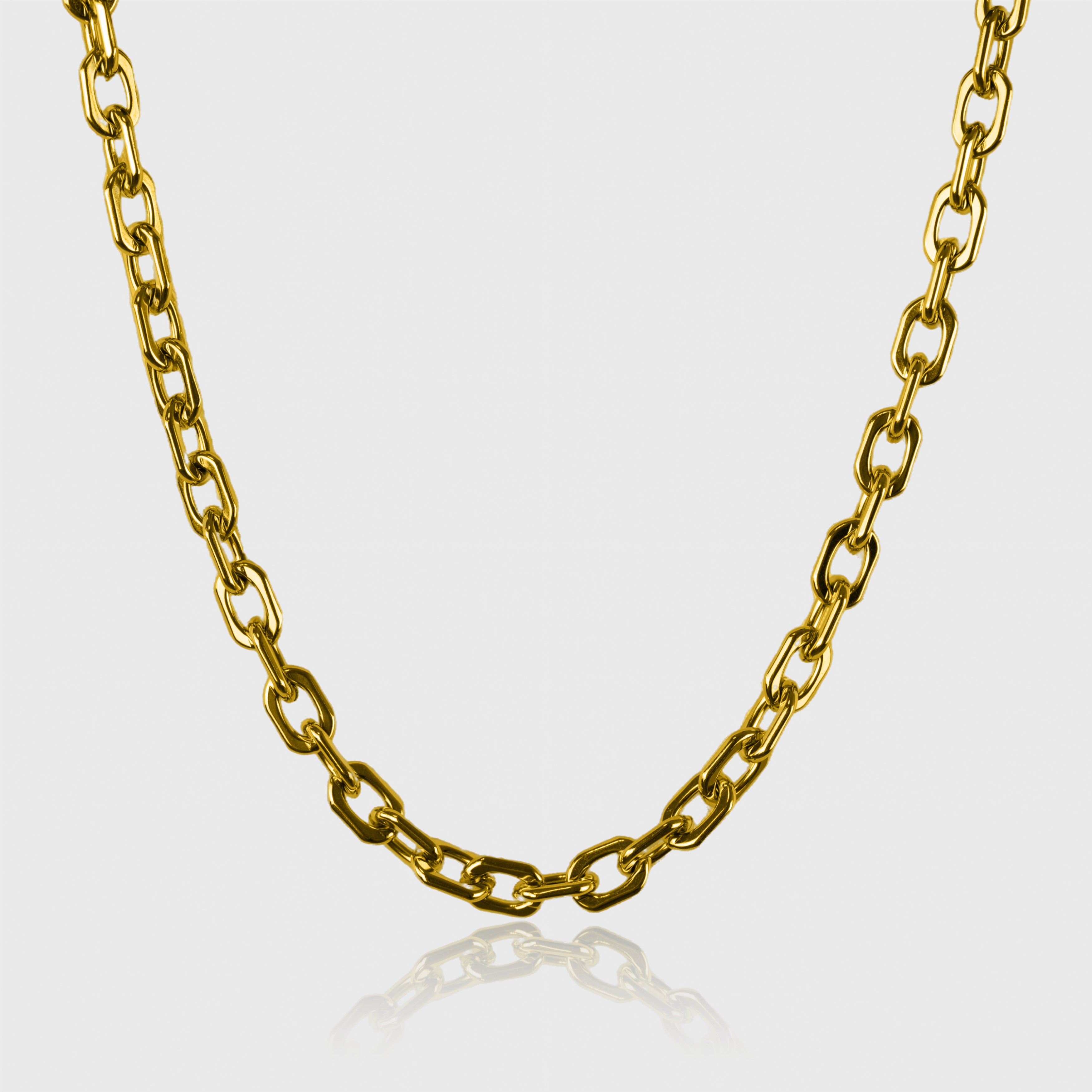 Guldkæde med store led i 18K guld, klassisk og elegant design