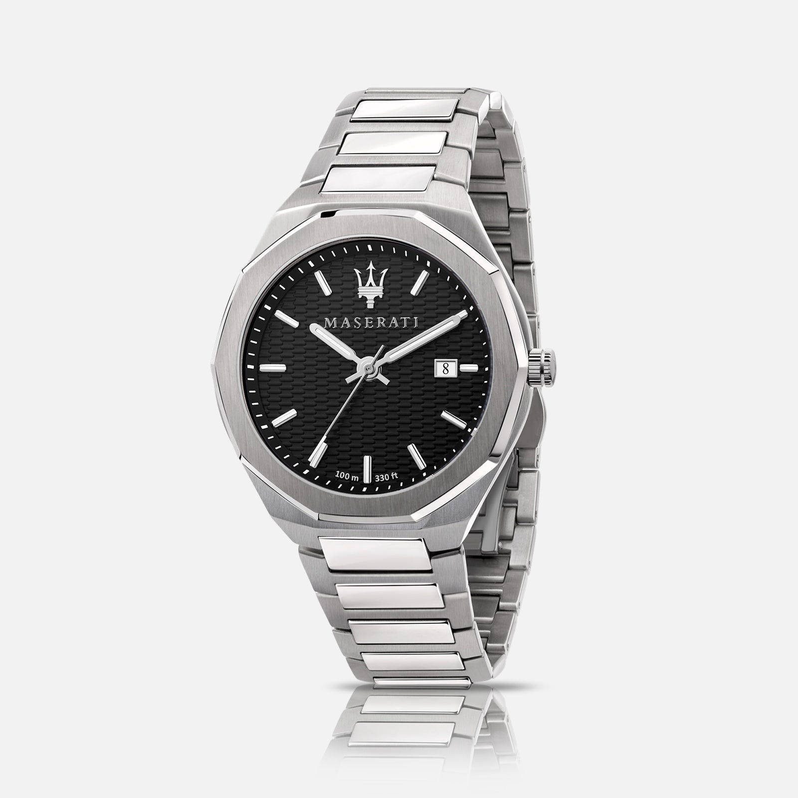 Maserati Stile herreur med sort urskive og stållænke