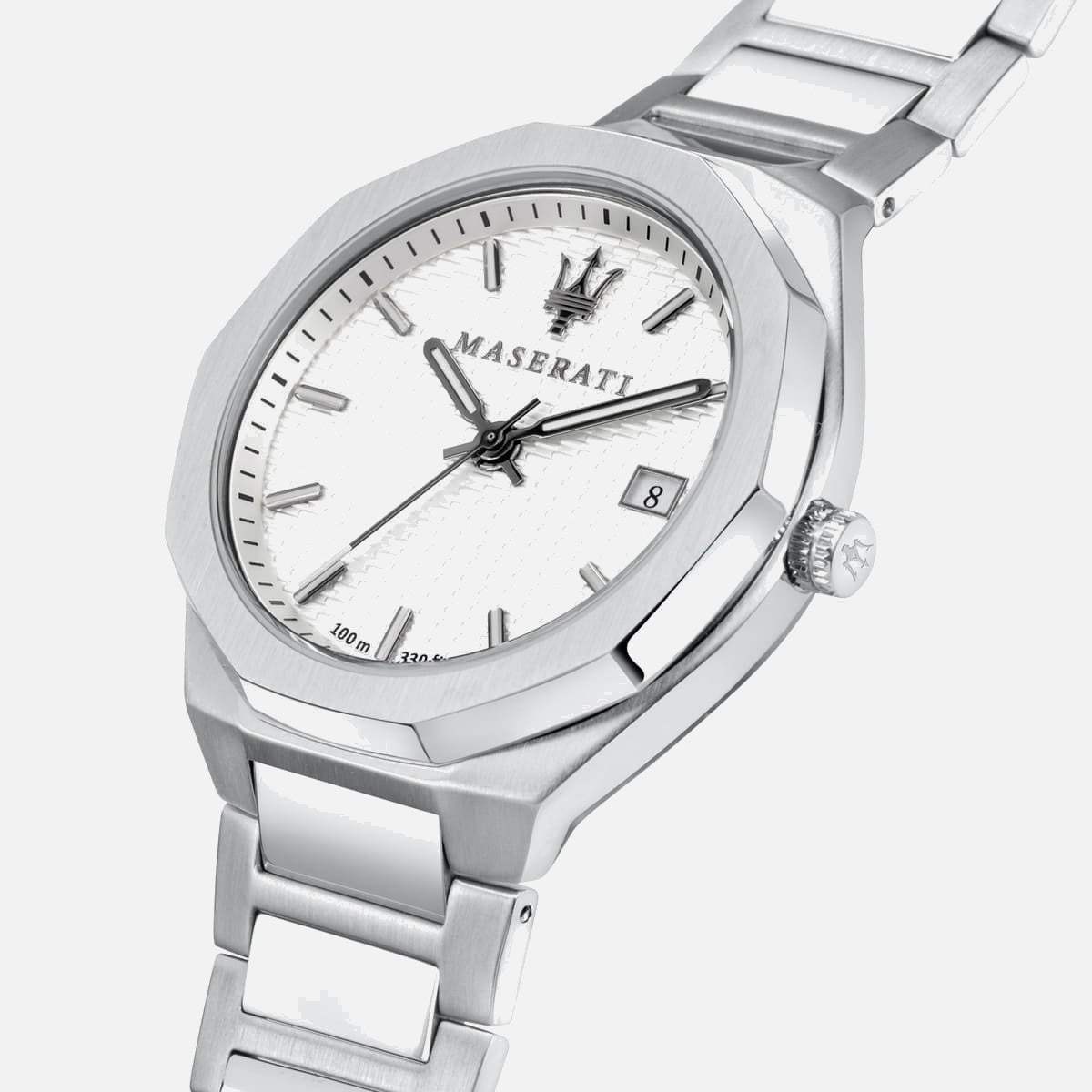 Maserati Stile armbåndsur i stål med hvid urskive