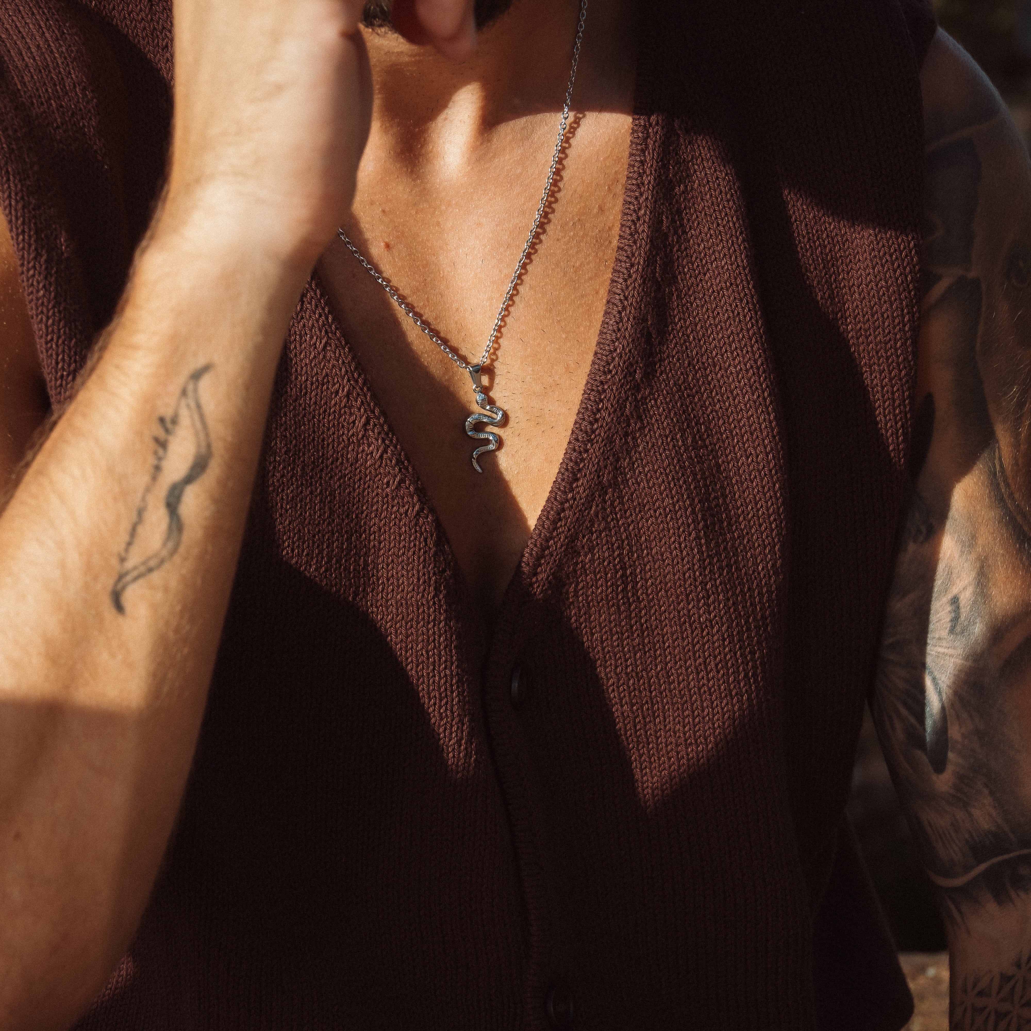 Snake Halskæde - Sølvfarvet