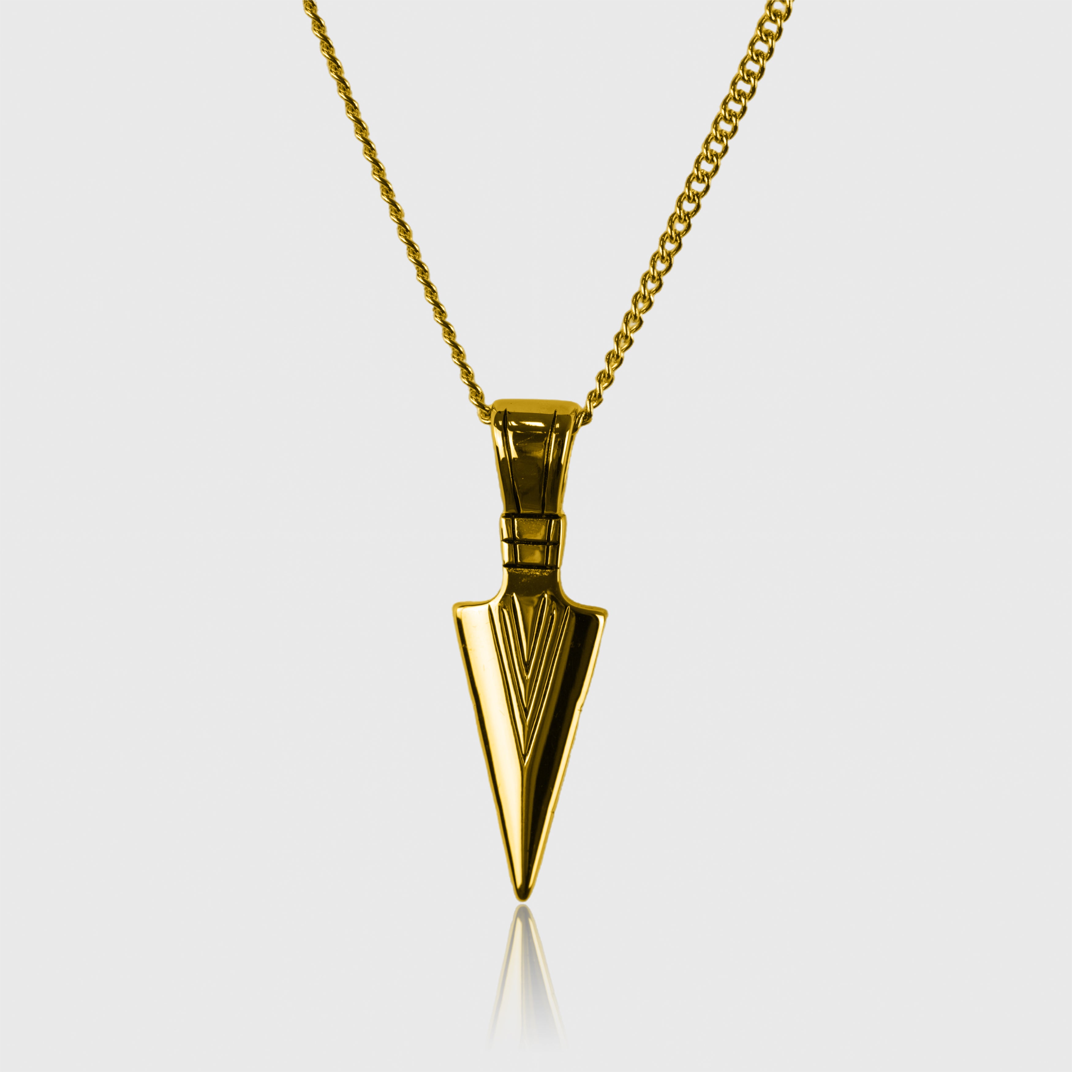 Guldfarvet pikhammer-vedhæng på guldkæde