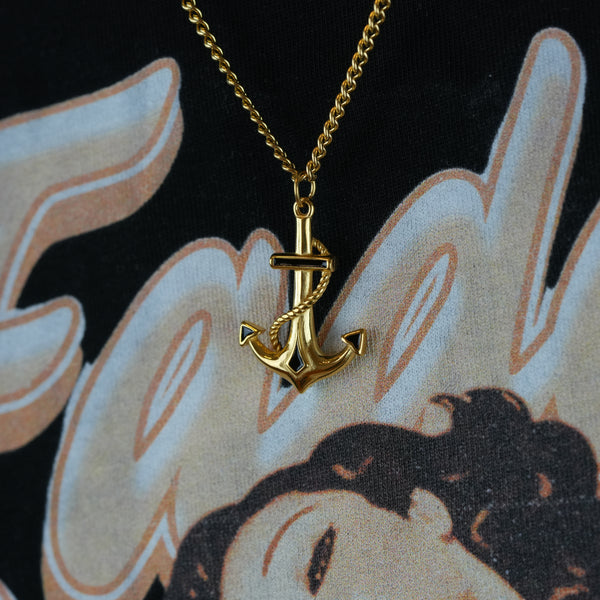 Anchor Halskæde – Guldbelagt anker halskæde til mænd 55 cm kæde
