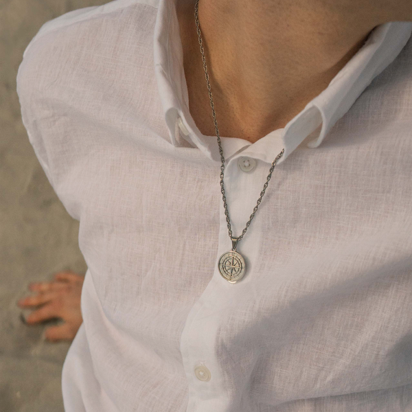 Compass Halskæde - Sølvfarvet