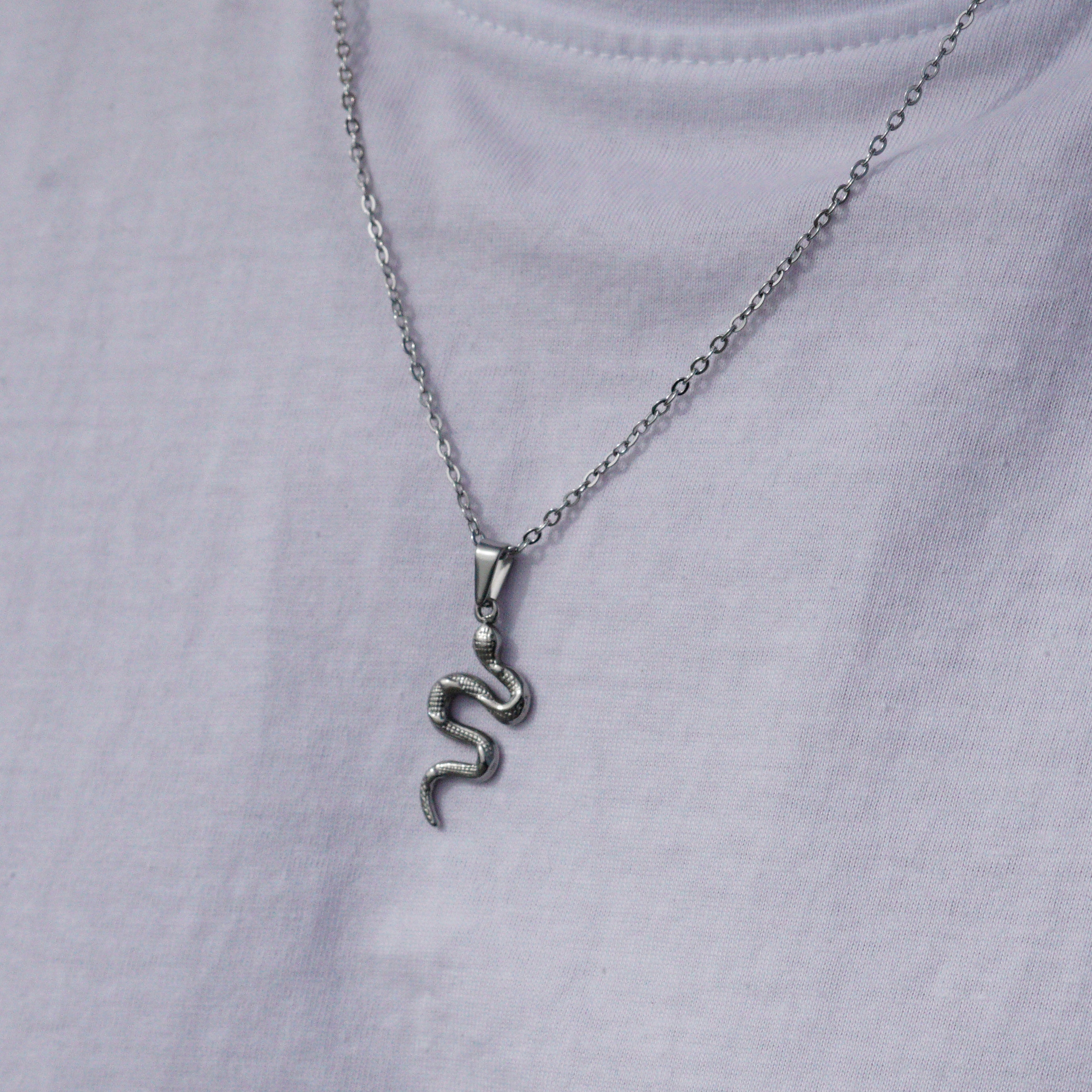 Snake Halskæde - Sølvfarvet