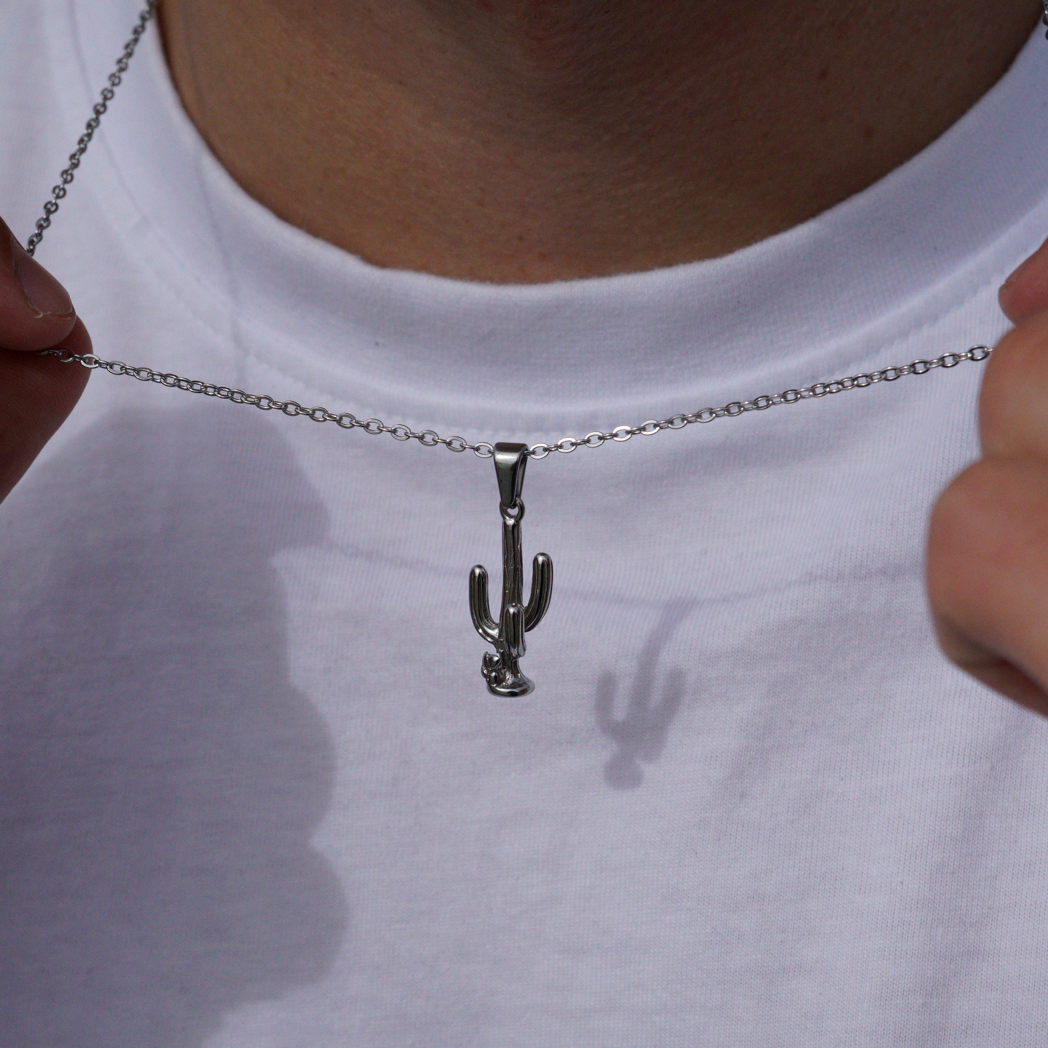 CACTUS NECKLACE - SILVER TONE