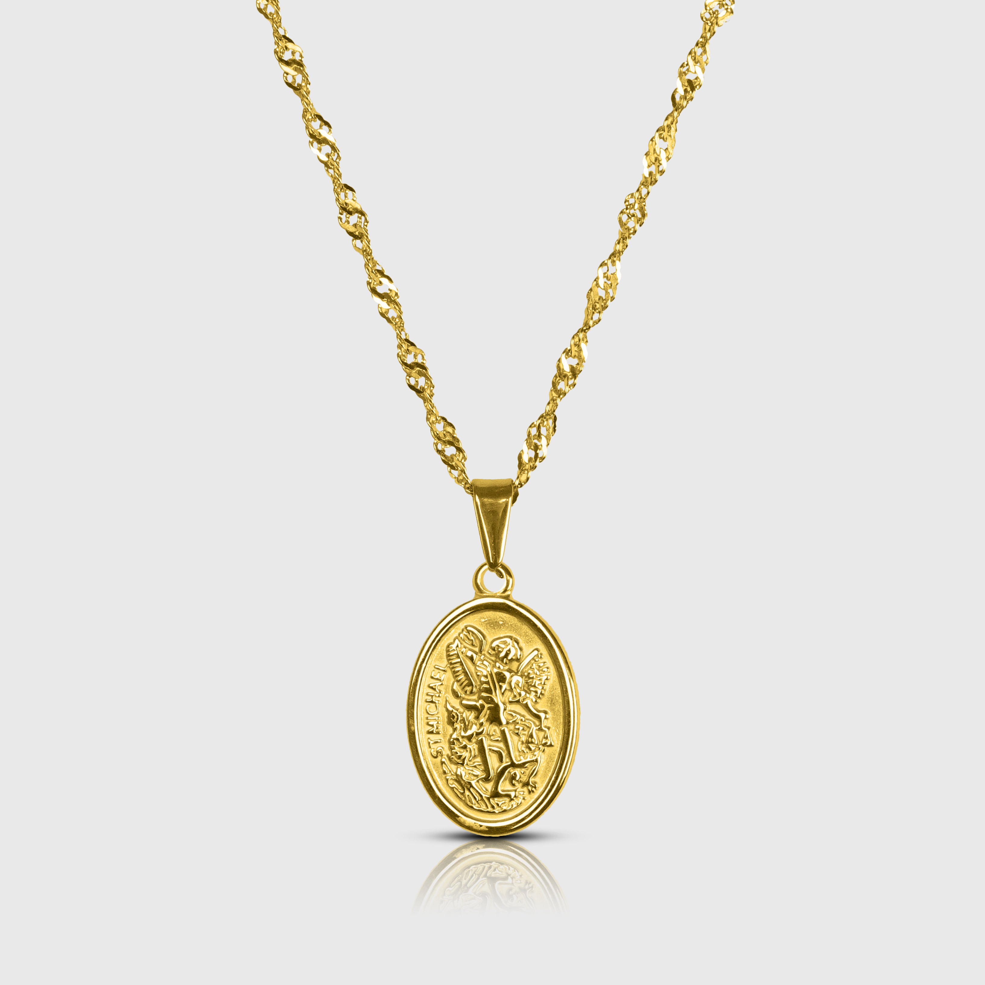 ST. MICHAEL NECKLACE - GOLD TONE