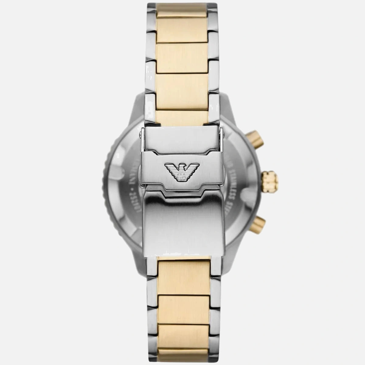 Emporio Armani herreur med tofarvet stållænke i sølv og guld