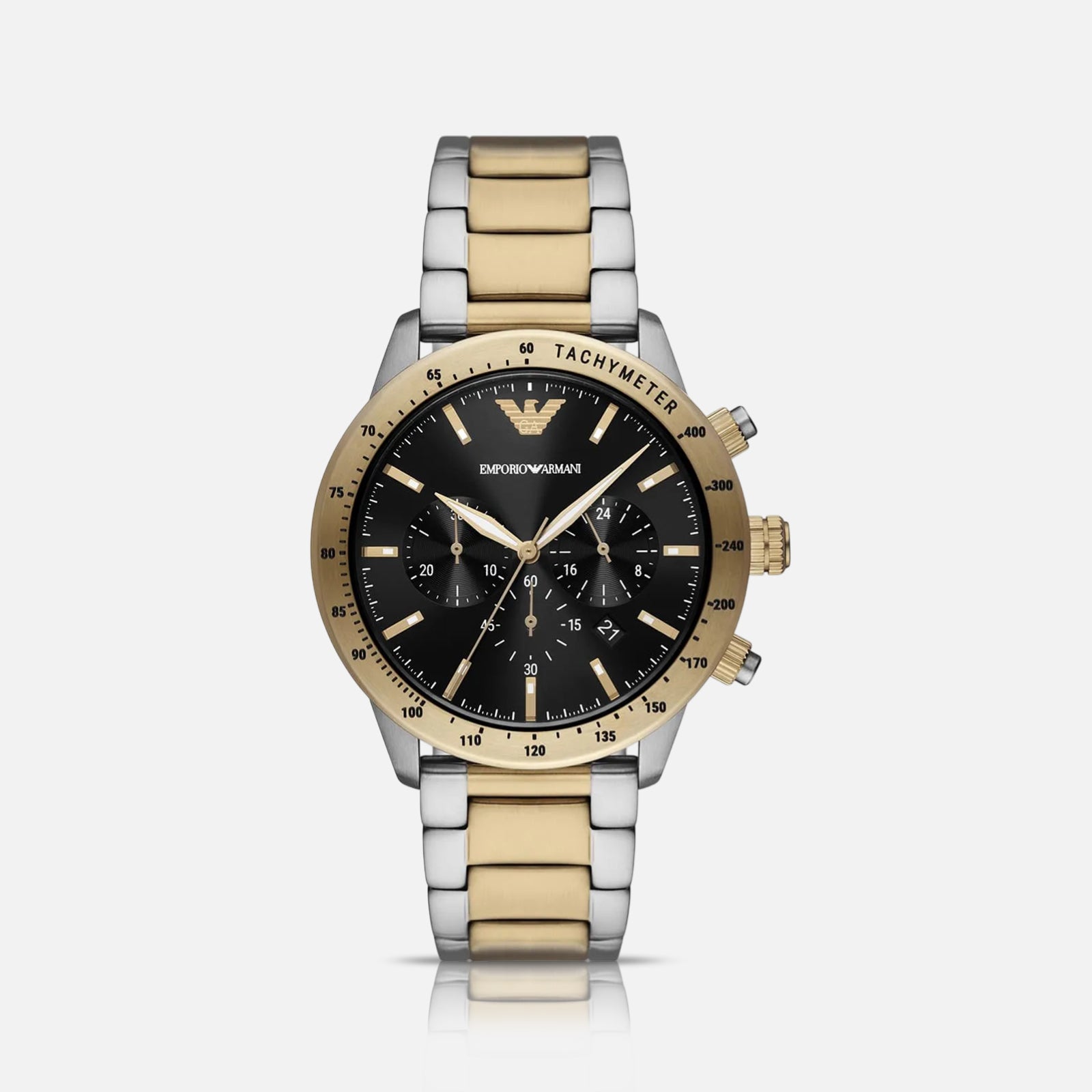 Emporio Armani Mario herreur i two-tone stål med sort urskive