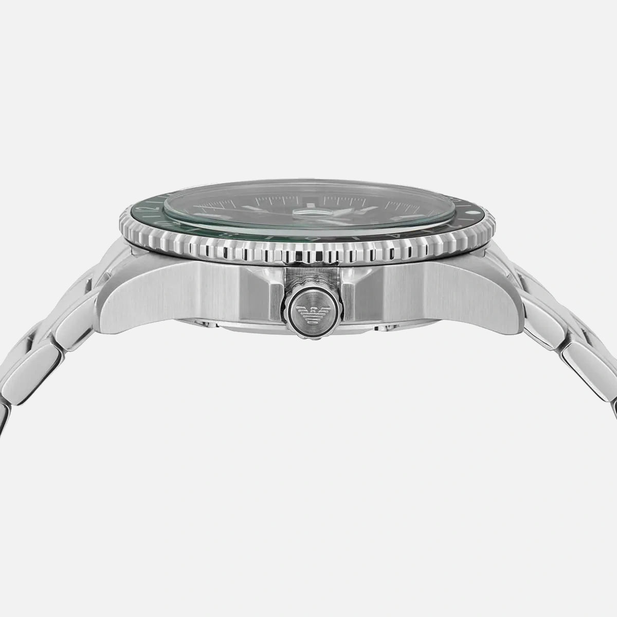 Emporio Armani armbåndsur i stål med grøn urskive sidevisning