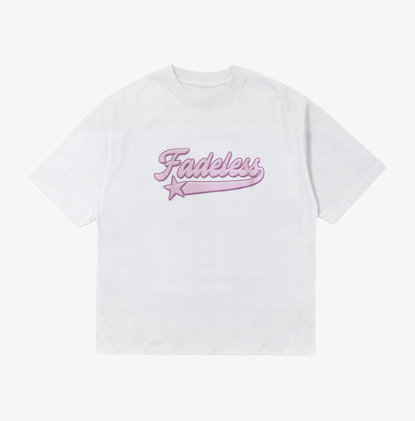Hvid Box Fit T-shirt med pink 