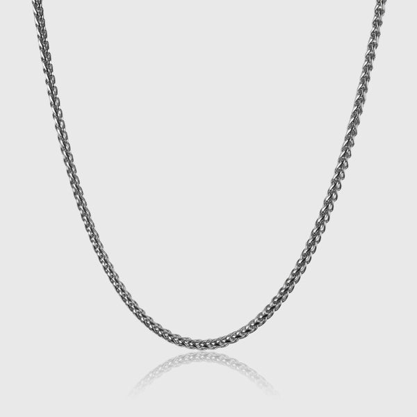 Sølvfarvet hvedekæde i rustfrit stål 48 cm