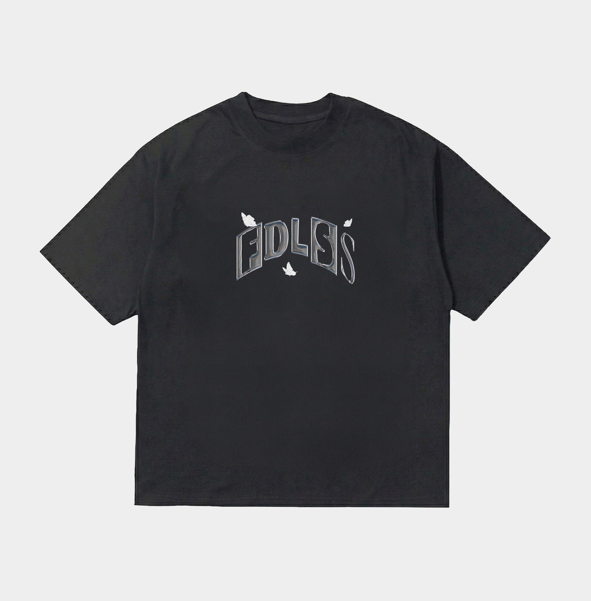 Sort oversized t-shirt med Fadeless Idols-print og butterfly-detaljer
