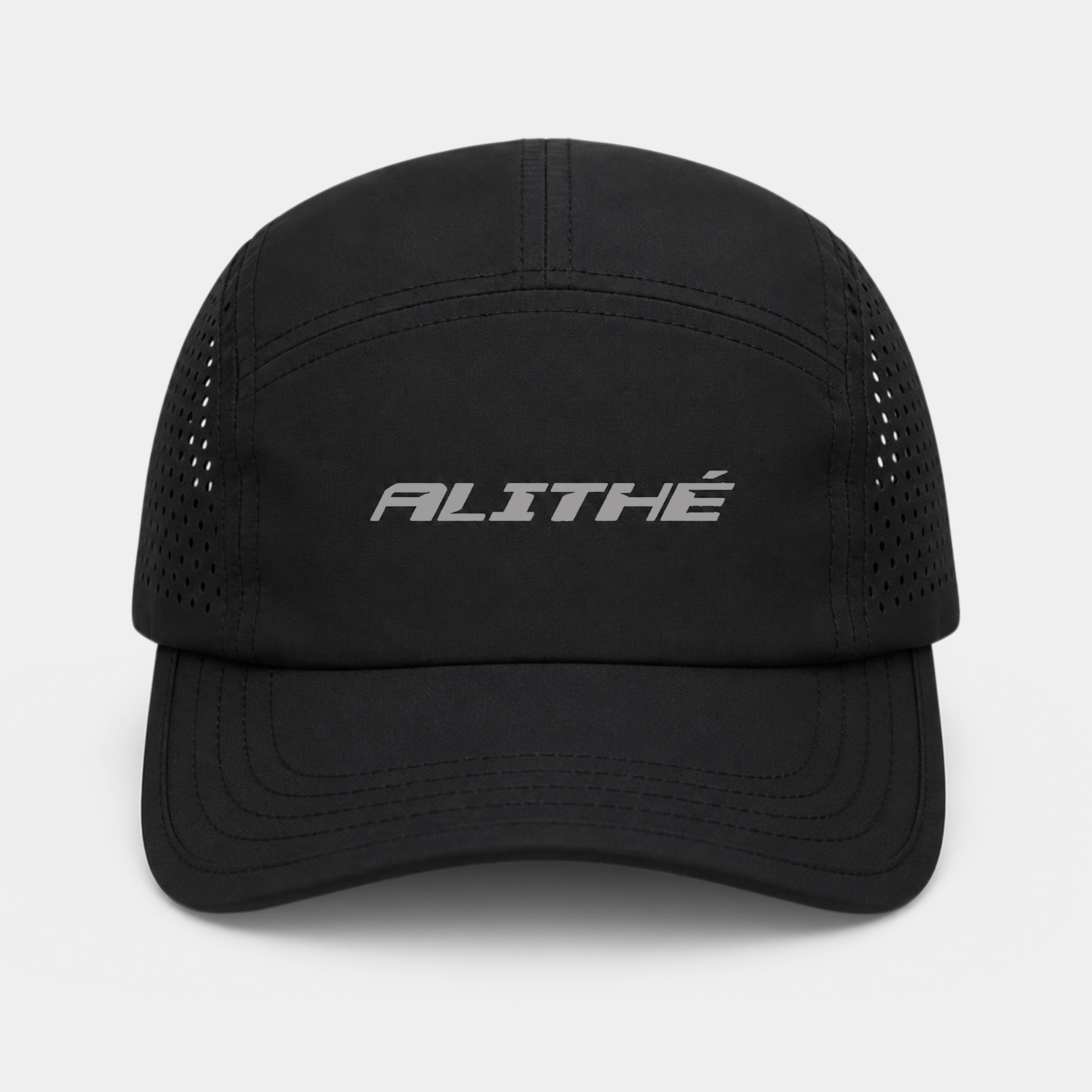 Sort sportskasket med mesh-sider og ALITHÉ-logo