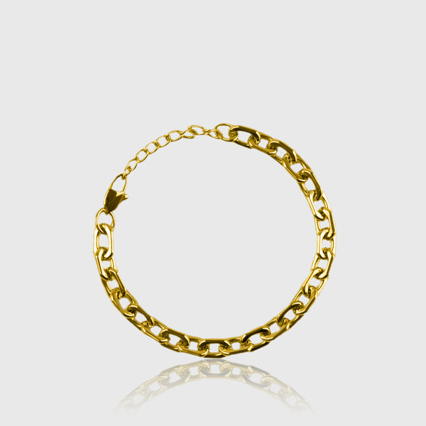 Guldbelagt kæde armbånd med lås og justerbar længde