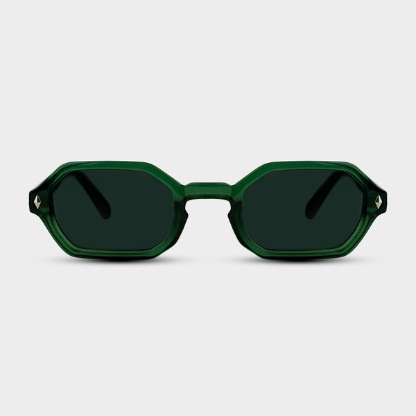 Grønne Noah Onyx solbriller med sekskantede glas set forfra