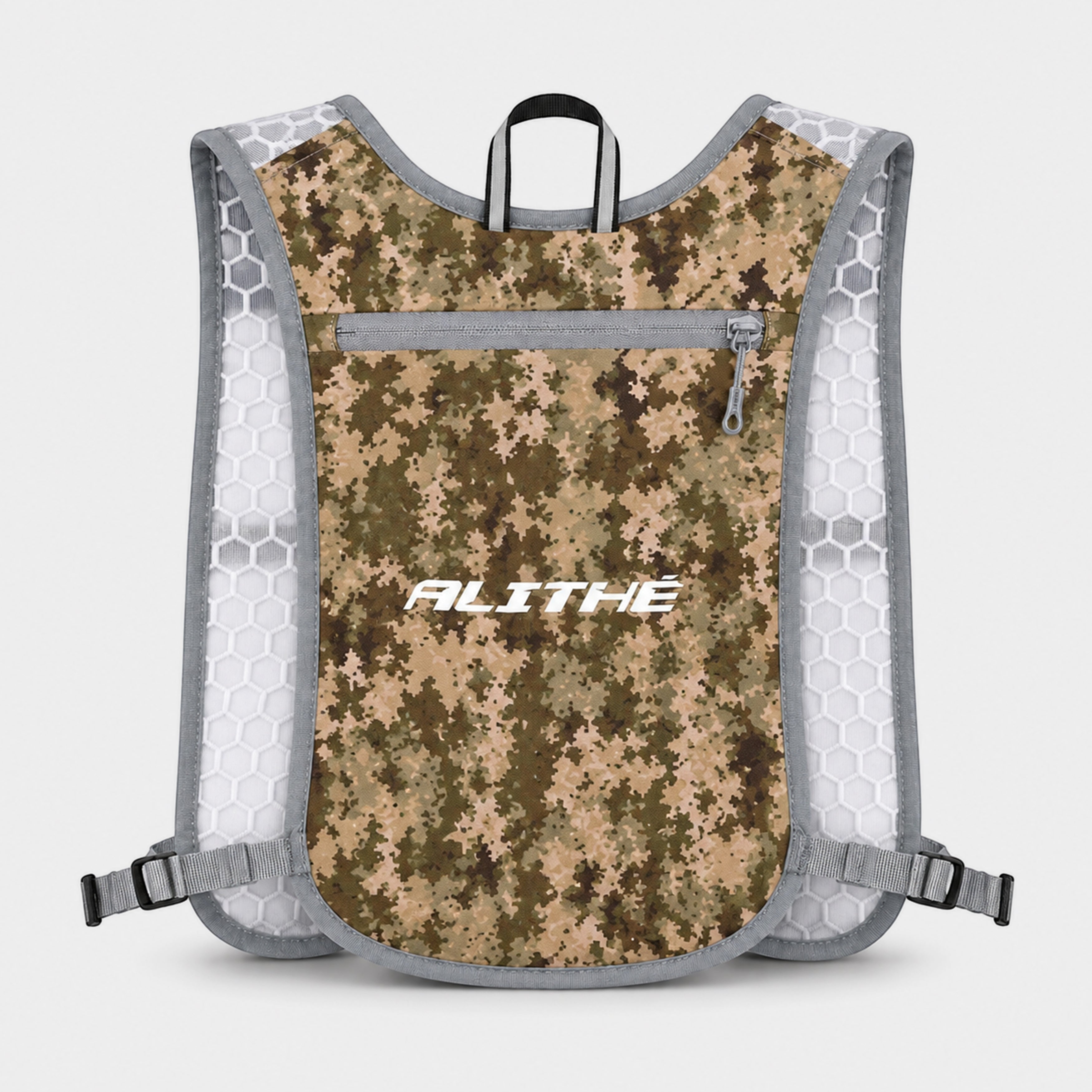 Atlithé performance løbevest i camouflage med reflekterende detaljer