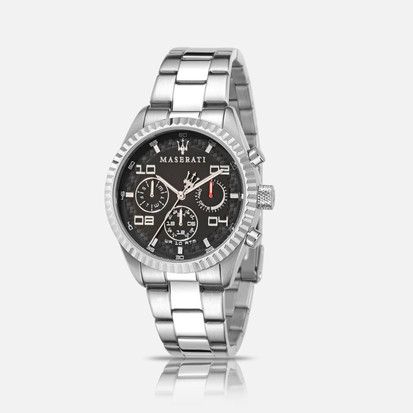 Maserati Competizione herreur med sort urskive og stållænke