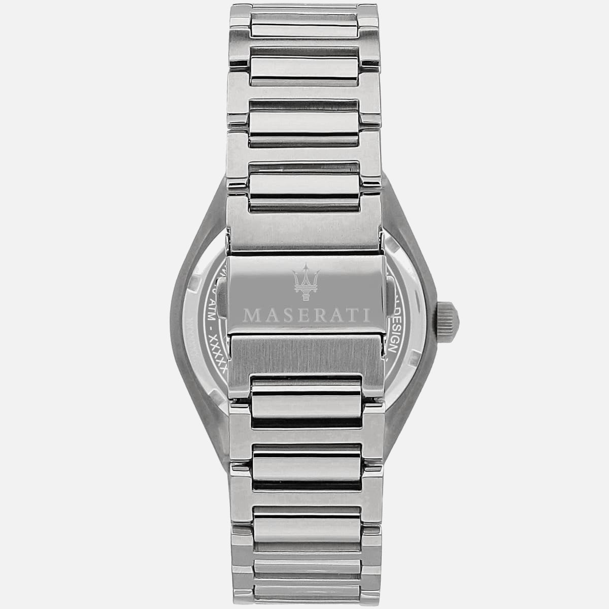 Maserati Triconic armbåndsur med stållænke bagside