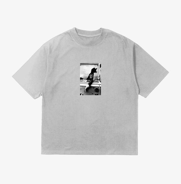Grå oversized t-shirt med sort-hvidt Scarface-print på brystet