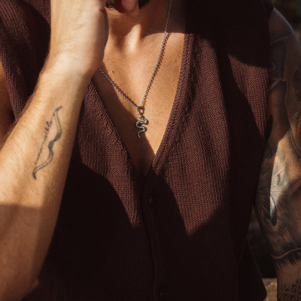 Snake Halskæde - Sølvfarvet