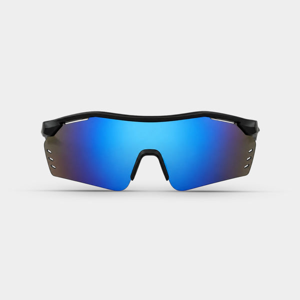 Strava Midnight sportssolbriller med blå spejlglas og sort stel