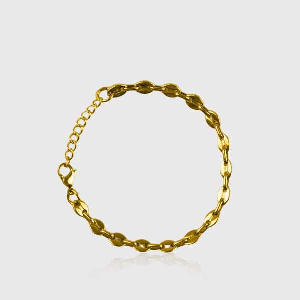 Guldfarvet kæde-armbånd med dobbelt led og lås