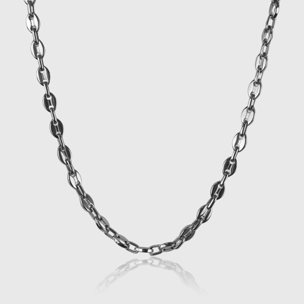 Sølvfarvet herrekæde i rustfrit stål med dobbelt chaindesign