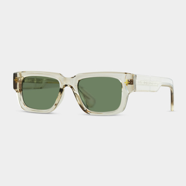 Fadeless Victoria Straw solbriller med grønne glas og transparent stel
