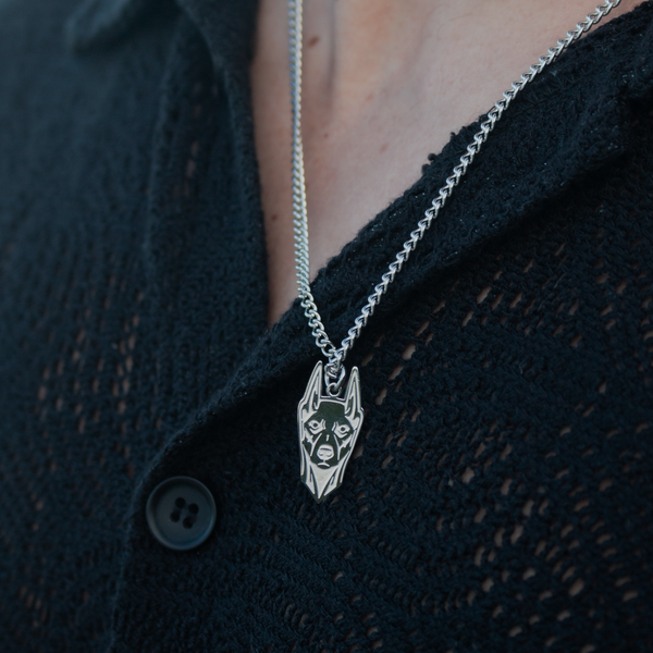 Dobermann Halskæde - Sølvfarvet