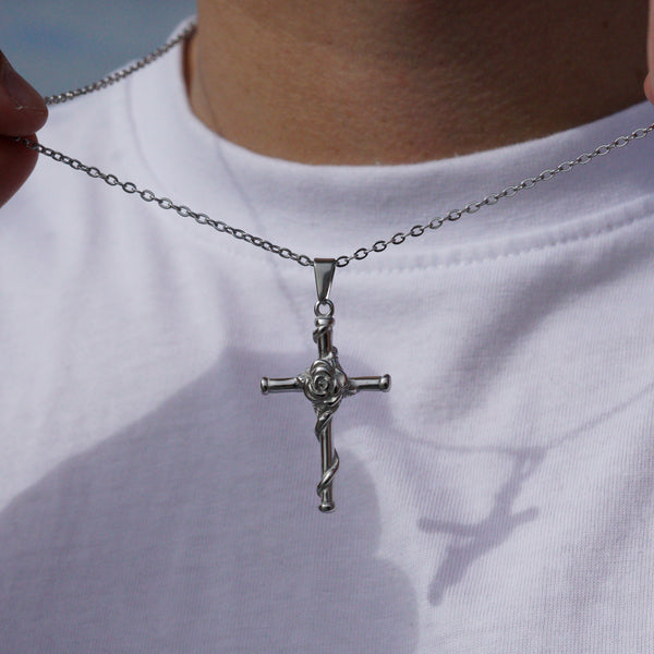 ROSE CROSS HALSKÆDE - SØLV
