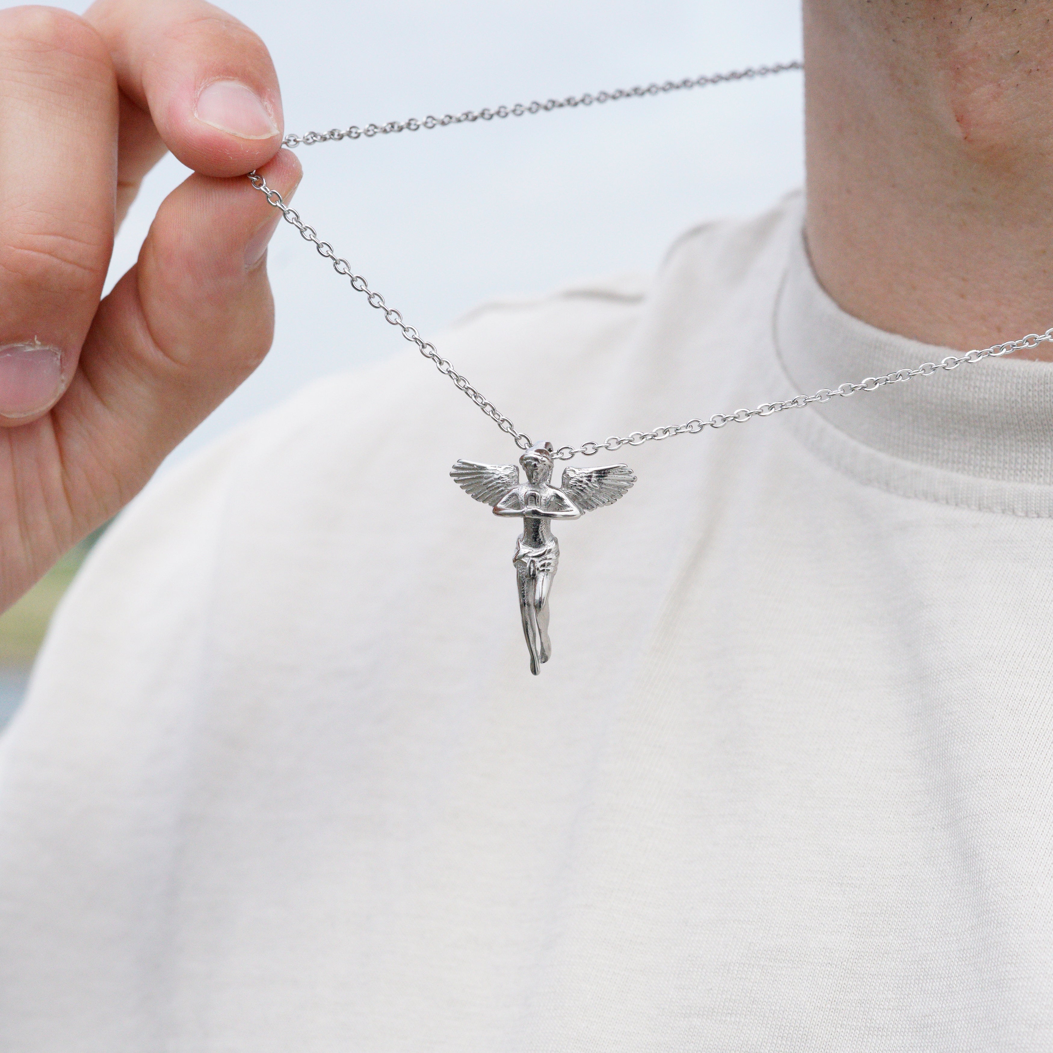 FLYING ANGEL NECKLACE - SILVER TONE