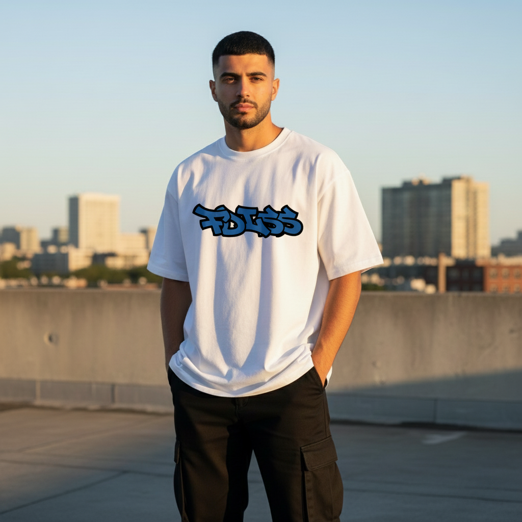 Emission Tee Box Fit - Hvid/Blå