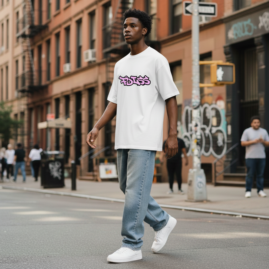 Emission Tee Box Fit - Hvid/Pink