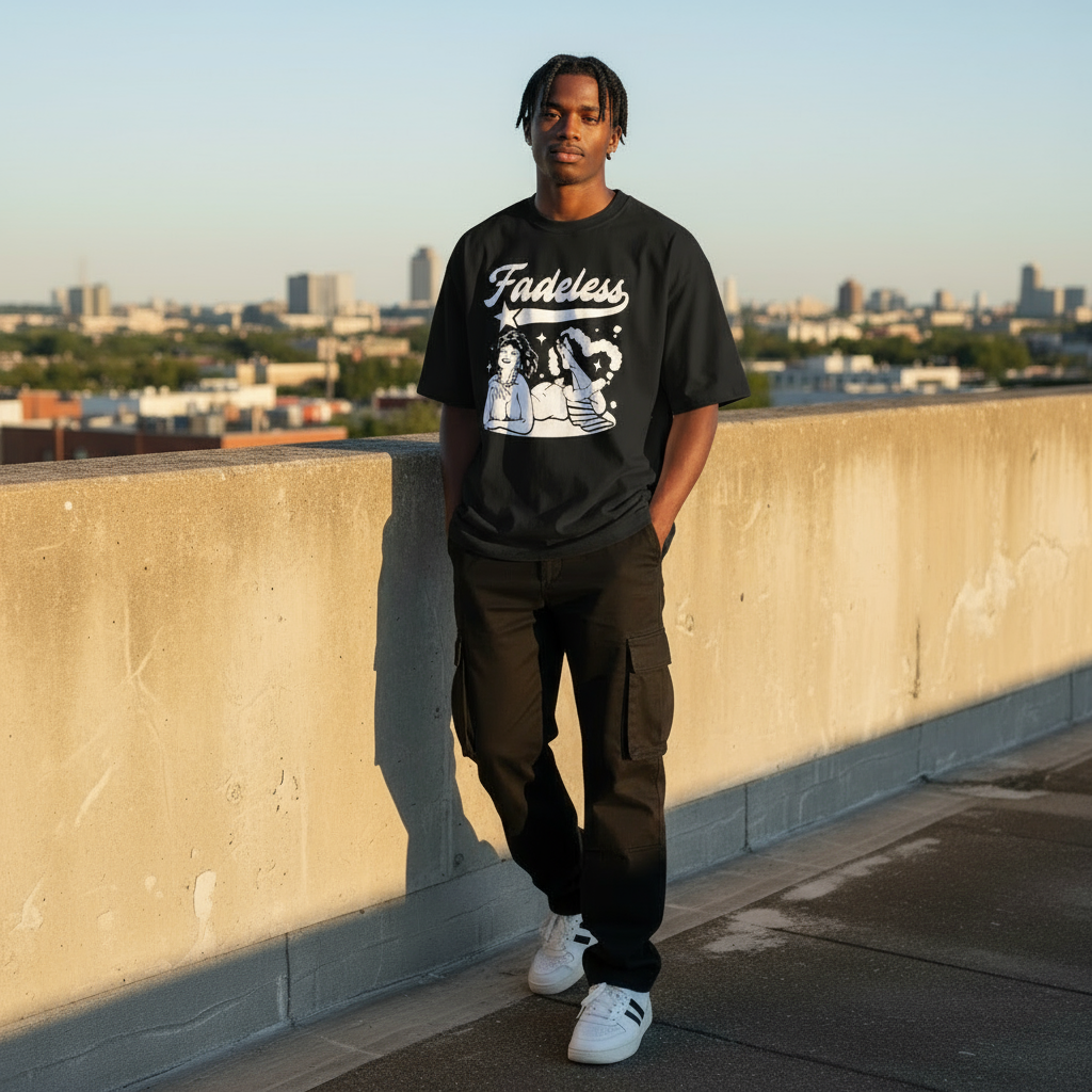 Fading Love Tee Box Fit - Sort/Hvid