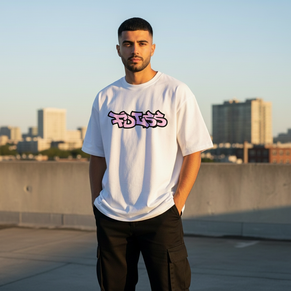 Emission Tee Box Fit - Hvid/Pink