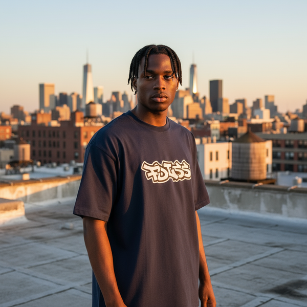 Emission Tee Box Fit - Navy/Hvid