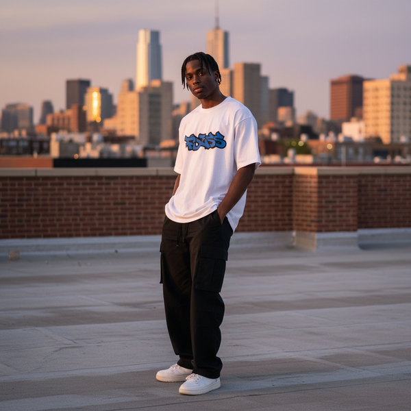 Emission Tee Box Fit - Hvid/Blå