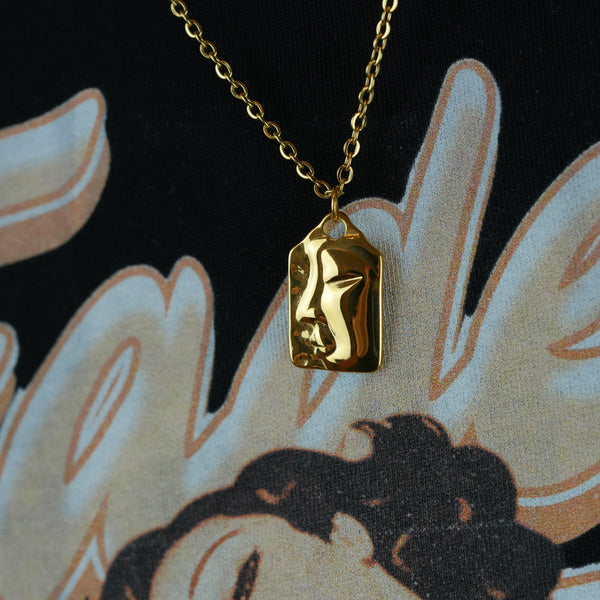 Mask Halskæde – Statement halskæde i guldbelagt stål til herre