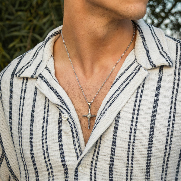 Rose Cross Halskæde - Sølvfarvet