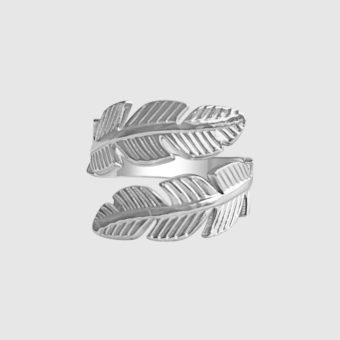FEATHER RING - SILVER TONE