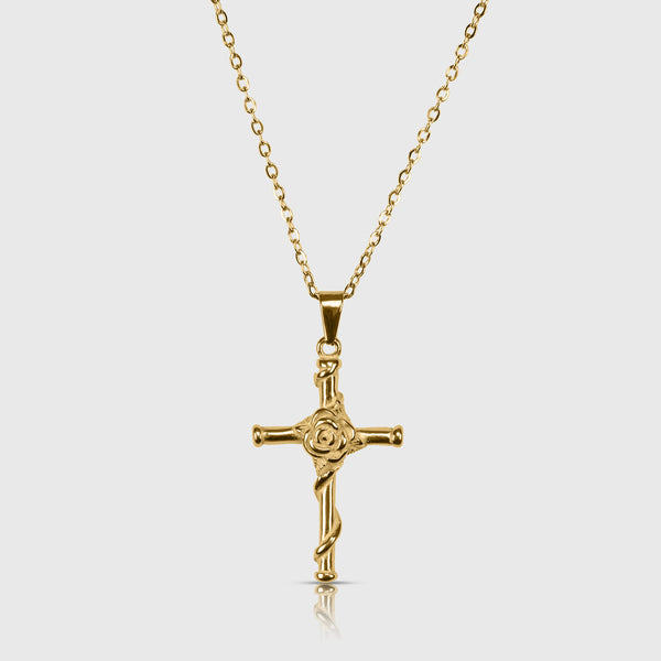 Rose Cross Halskæde - 18k Guldbelagt