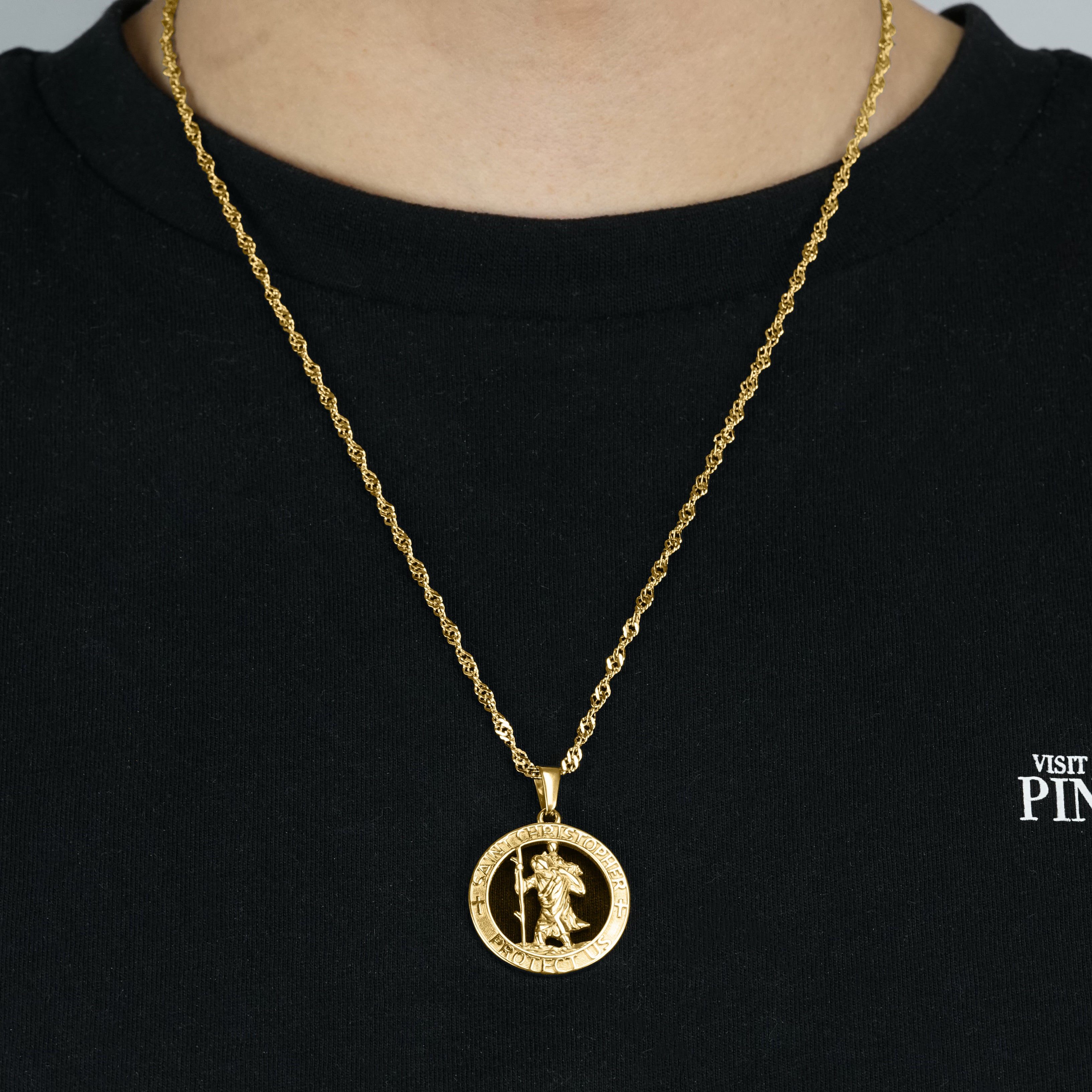 ST. CHRISTOPHER NECKLACE - GOLD TONE