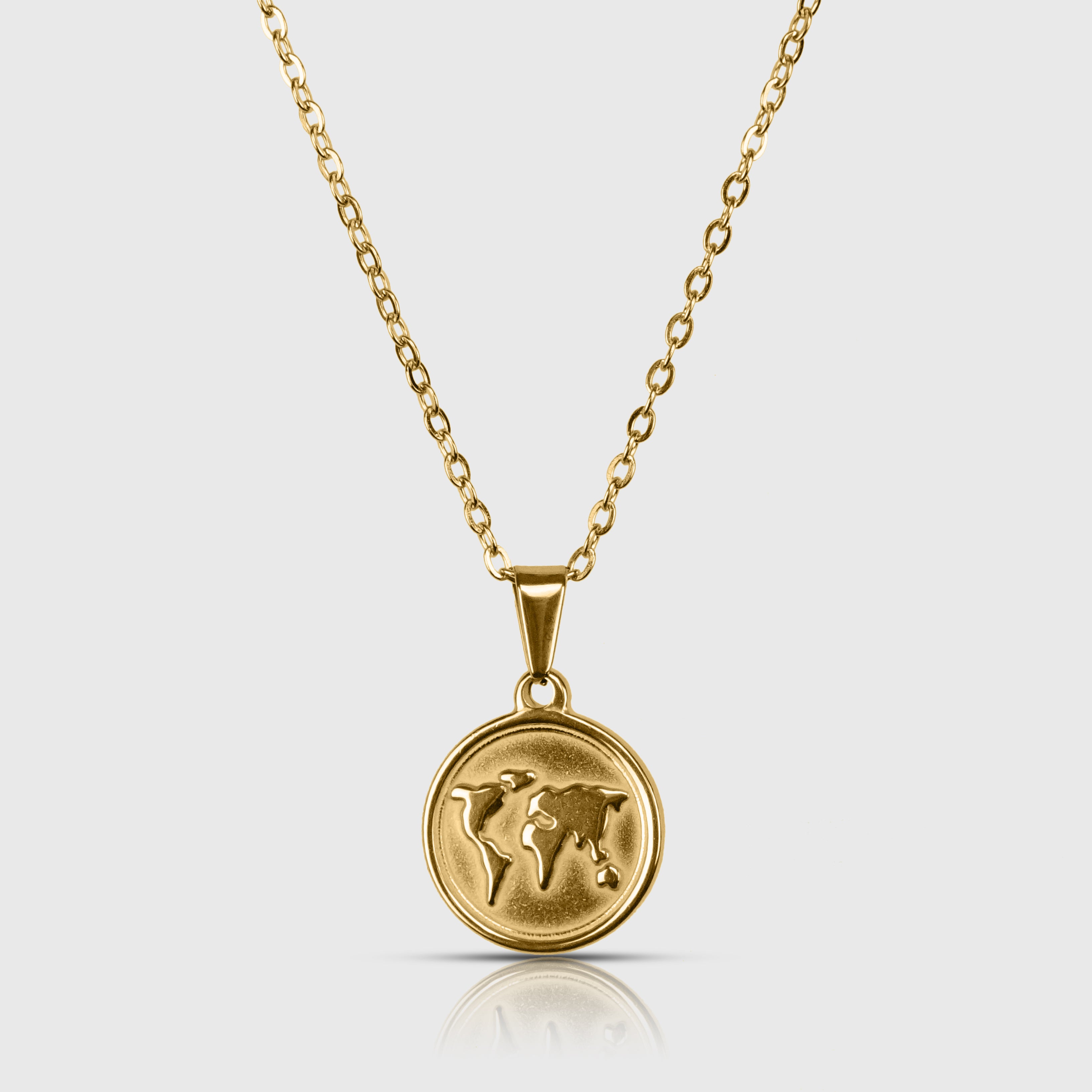 Mens Real 10K Yellow Gold The World is Yours Globe Pendant & 2.5mm Rope  Chain Necklace Set - Walmart.com
